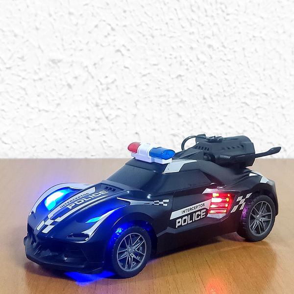 Imagem de Carrinho que Solta Fumaça da Polícia Brinquedo com Luz Controle Remoto 6 Funções