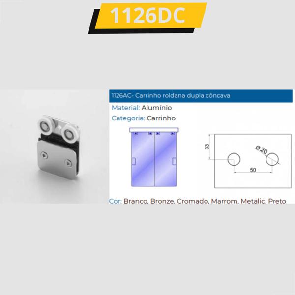Carrinho Roldana 1126 Dupla stanley Porta De Vidro - Branco - Mettallfleck Imagem de Carrinho Roldana 1126 Dupla stanley Porta De Vidro - Branco