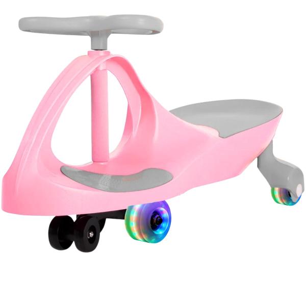 Imagem de Carrinho Rolimã Zig Zag Gira Car Rosa Roda Led 360 - Castela