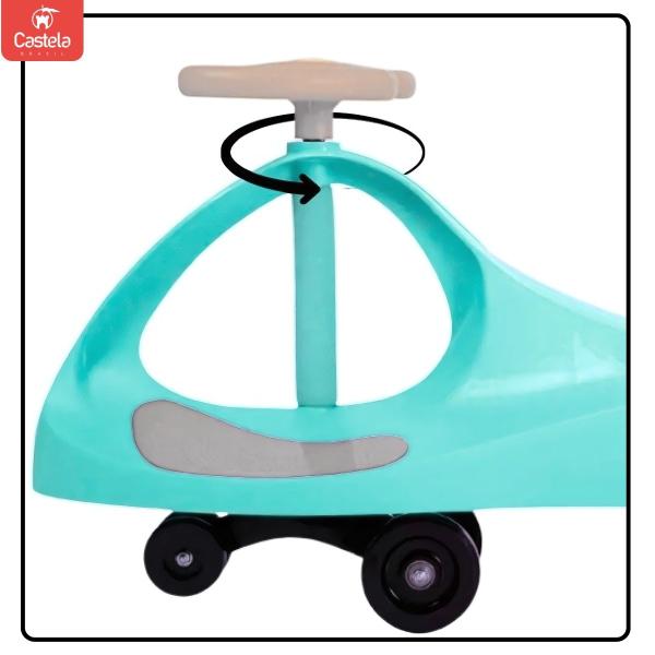 Imagem de Carrinho Rolimã Zig Zag Gira Car Verde Claro 360 Roda Led Infantil - Castela