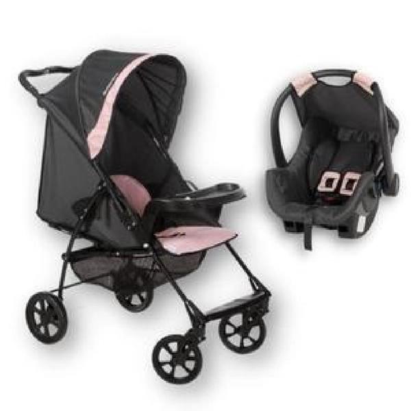 Imagem de Carrinho romano + bebe conforto preto rosa - galzerano