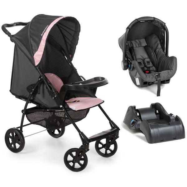 Imagem de Carrinho Romano Travel System Romano Preto Rosa com Base