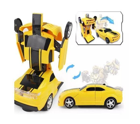 Imagem de Carrinho transformers  bate e volta com luz e som amarelo (bumblebee)