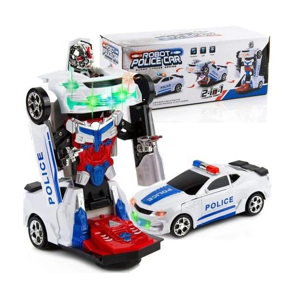 Imagem de Carrinho Transformers Vira Robô Brinquedo Musical Som E Luz Cor Polícia