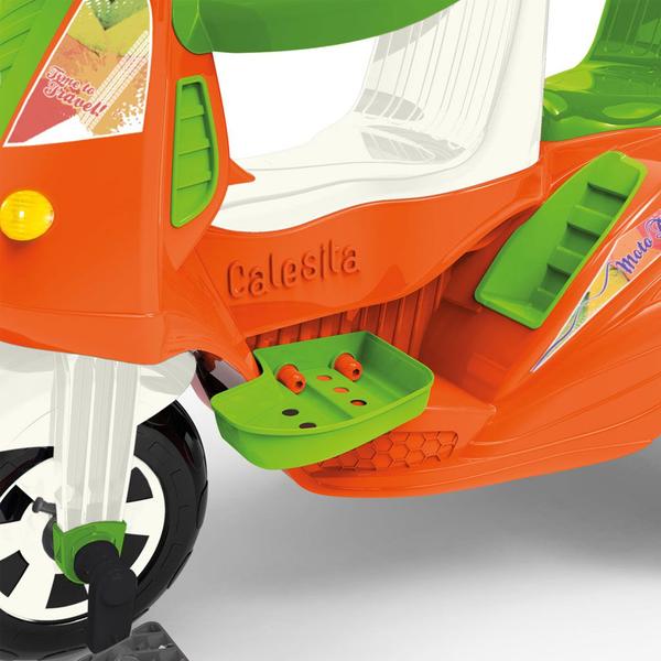 Imagem de Carrinho Triciclo De Passeio Com Pedal 2 Lugares Moto Duo Laranja Calesita