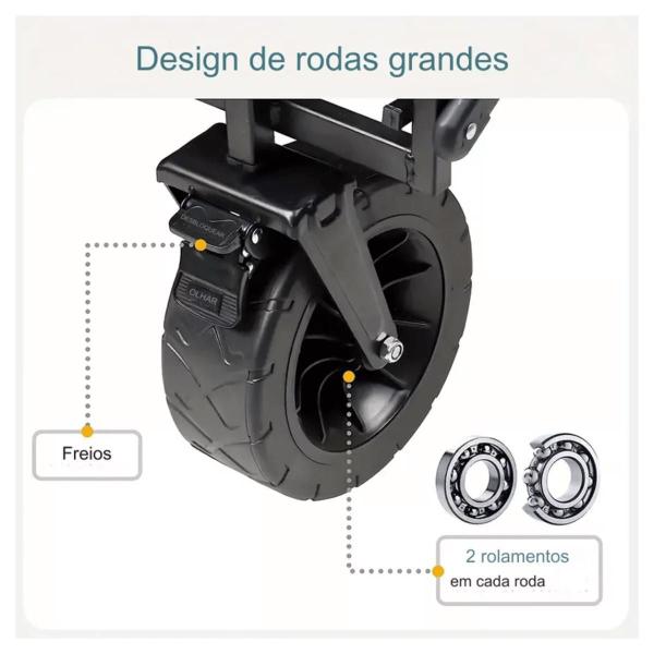 Imagem de Carrinho Utilitario Vagao Roda Carga Caçamba Dobravel Viagem