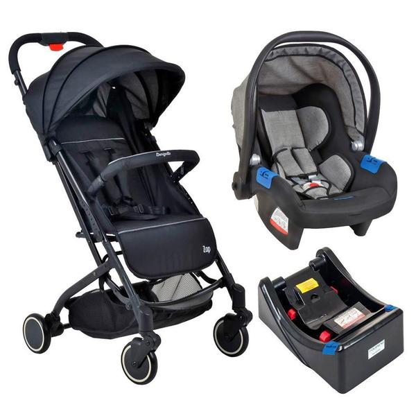 Imagem de Carrinho Zap Black Com Bebê Conforto Touring X Gray E Base