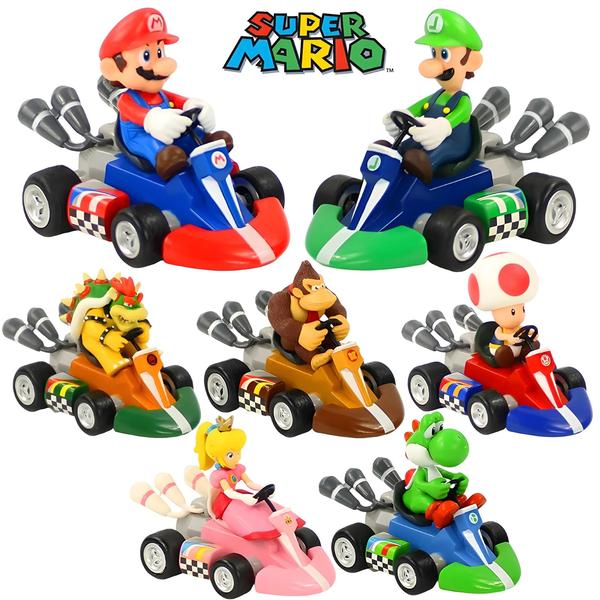 Imagem de Carrinhos de Ação Super Mario - Verde Yoshi, Donkey Kong, Bowser, Luigi, Toad e Princesa Peach