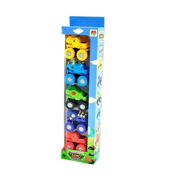 Imagem de Carrinhos Dinossauros Roda Livre Coloridos Kit com 5  3+ DMT - DM Toys
