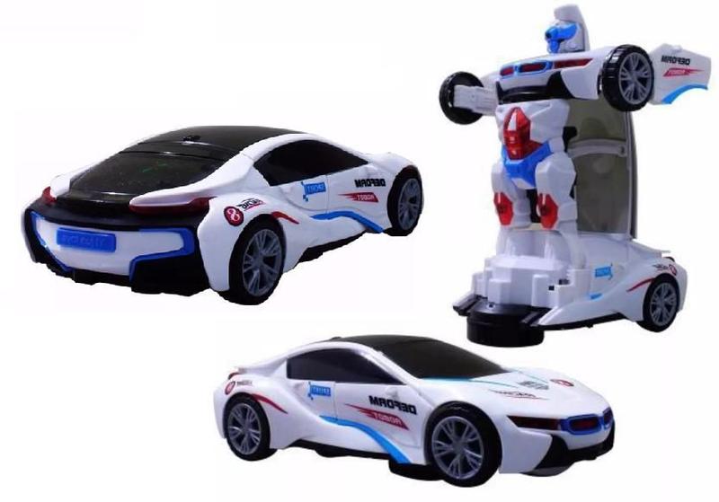 Imagem de Carro 3d Vira Robo Emite Som E Luz Transformes Carrinho Bmw