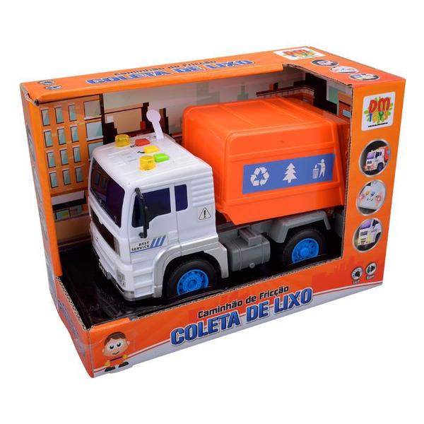 Imagem de Carro a Fricção Caminhão Coleta de Lixo Laranja DM Toys