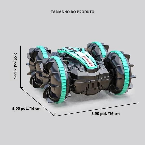 Imagem de Carro Anfíbio RC de Dupla Face - Brinquedo com Controle Remoto para Meninos