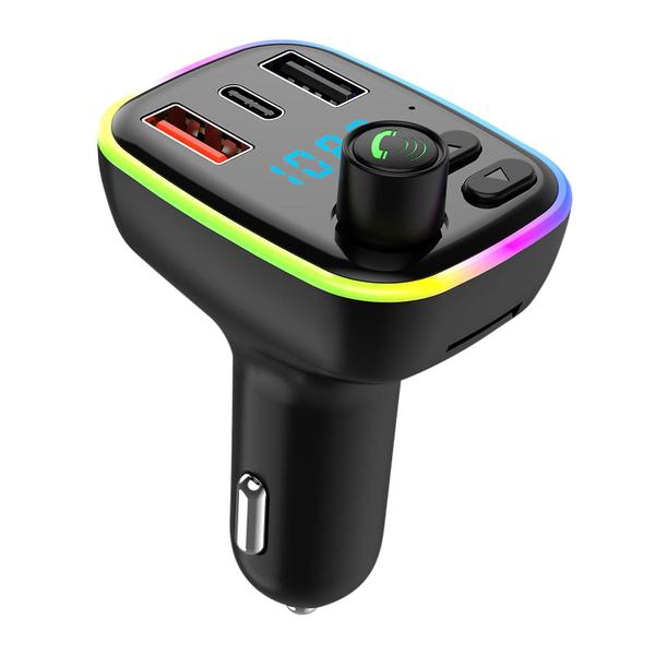 Imagem de Carro Bluetooth 5.0 Sem Fio Handsfree Car Transmissor FM Receptor Rádio Adaptador Mp3 Player 2 USB+PD Carregador Kit