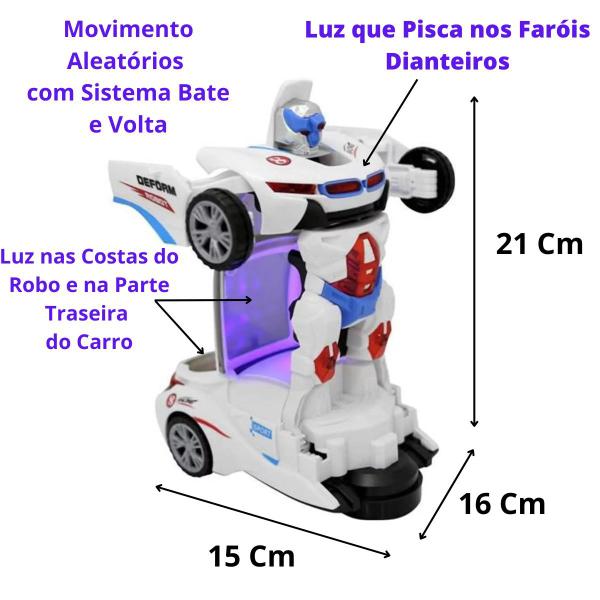 Imagem de Carro Brinquedo Policia Transformers Robô Som E Luz