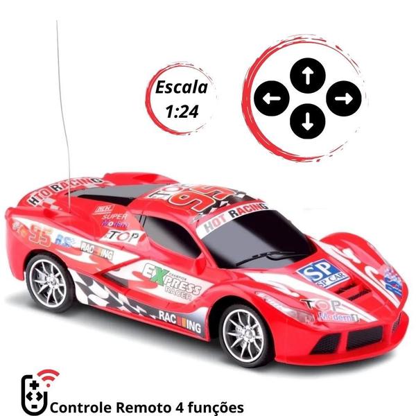 Imagem de Carro Carrinho Controle Remoto 1:24 Race 4 Funções Amarelo