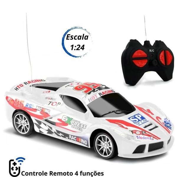 Imagem de Carro Carrinho Controle Remoto Samba Race Branco Escala 1:24