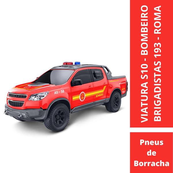 Imagem de Carro Carrinho Viatura Pick-Up S10 Bombeiro 193 Brigadistas Miniatura P/ Brincar Colecionar - Roma