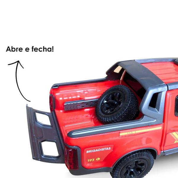 Imagem de Carro Carrinho Viatura Pick-Up S10 Bombeiro 193 Brigadistas Miniatura P/ Brincar Colecionar - Roma