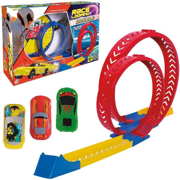 Imagem de CARRO COM LANCADOR + PISTA RACE COM 2 LOOPING DOUBLE 720º + ACESSORIOS NA CAIXA - SAMBA TOYS