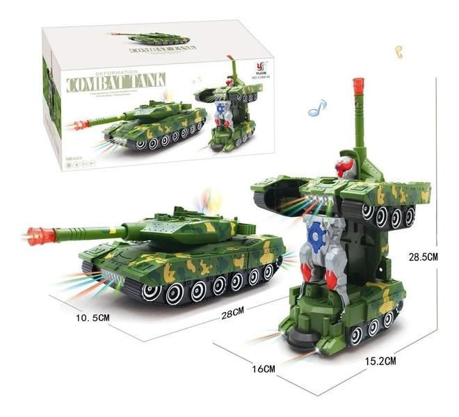 Imagem de Carro Combate Tank Transformes Vira Robô Com Som E Luz!