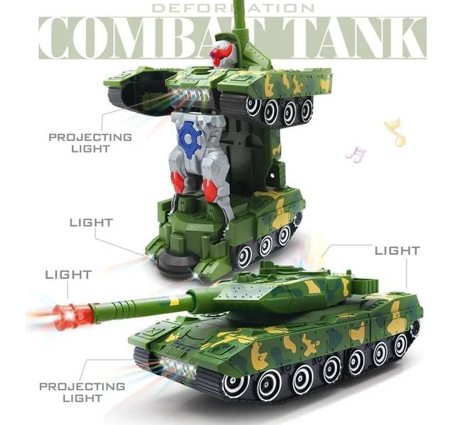 Imagem de Carro Combate Tank Transformes Vira Robô Com Som E Luz!