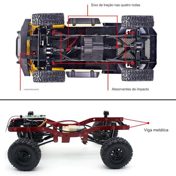 Imagem de Carro Controle Remoto RC 2.4g Eixo Cardan C-24 4x4 1:16 Recarregavel Todo-Terreno Pneu Borracha Suspensao Alta