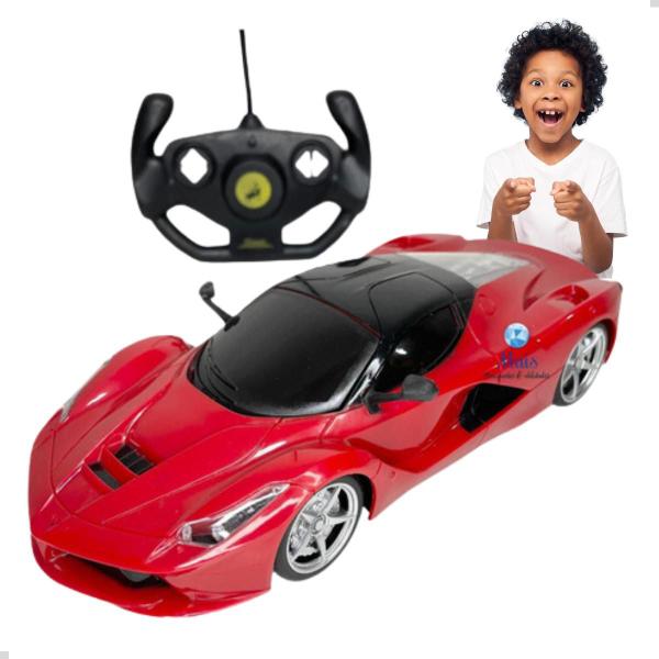 Imagem de Carro Controle Remoto Sem Fio Ferrari c/ Luzes no Farol 1:20