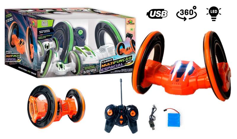 Imagem de Carro de acrobacias com controle remoto 360º Usb luz LED