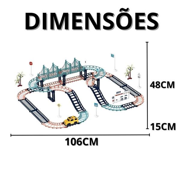 Imagem de Carro De Brinquedo Com Pista Carrinho De Corrida Infantil Trilha Maluca Trilho Foguete Criança