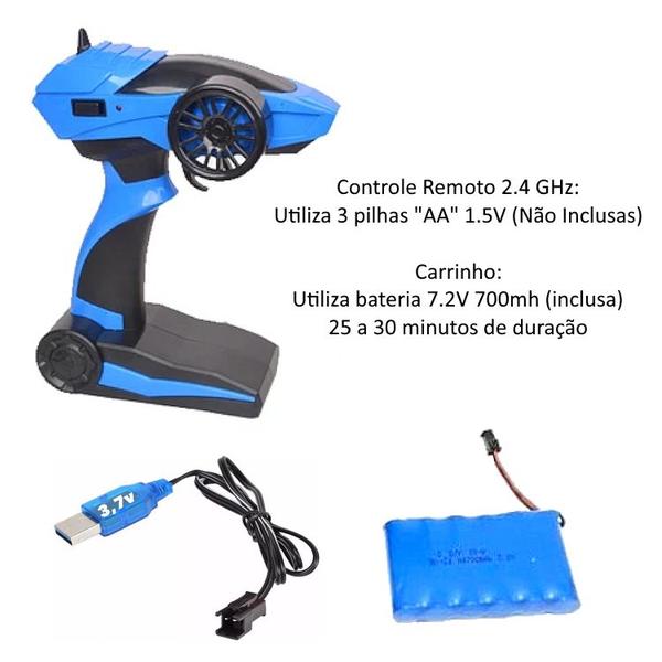 Imagem de Carro de Controle Profissional BM Faz Drift 43cm Escala 1:10 Azul