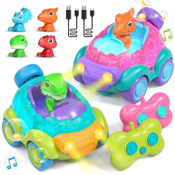 Imagem de Carro de controle remoto Lehoo Castle Girl Dinosaur Toy, pacote com 2