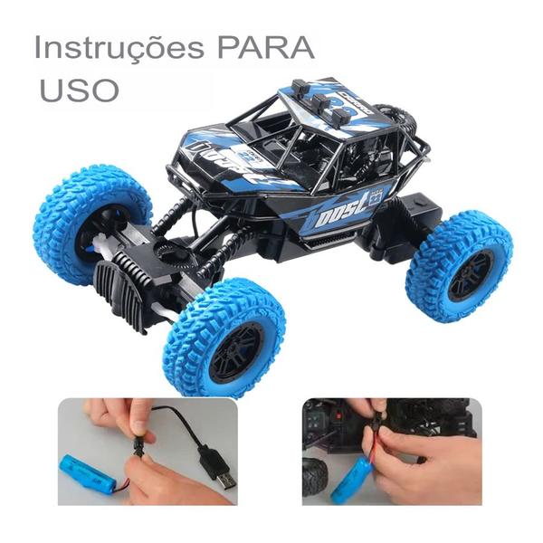 Imagem de Carro de Controle Remoto Off-Road Azul, com Rodas de Borracha, Ideal para Presentes Infantis