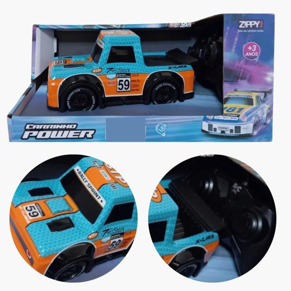 Imagem de Carro de Controle Remoto Power Azul c/ Laranja 17cm Zippy