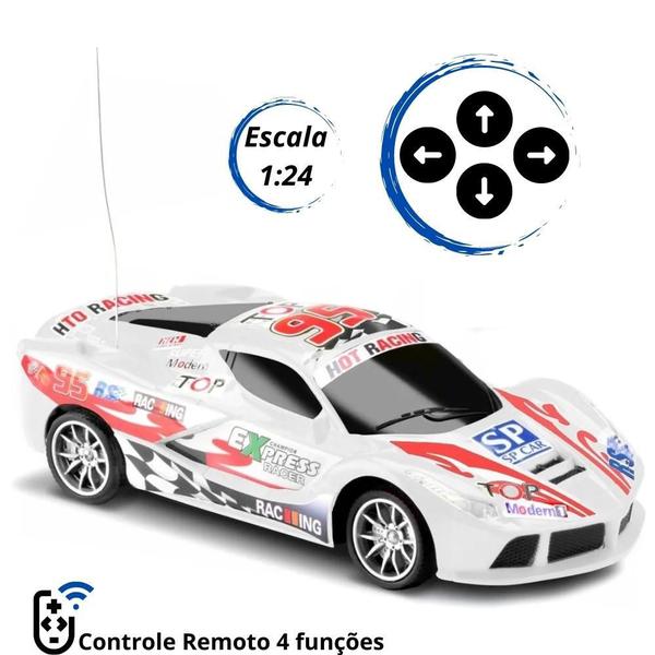 Imagem de Carro de Controle Remoto Redline Race com 4 Funções Branco