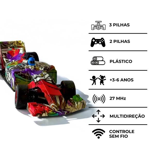 Imagem de Carro de Corrida Carrinho com Controle Remoto Brinquedo