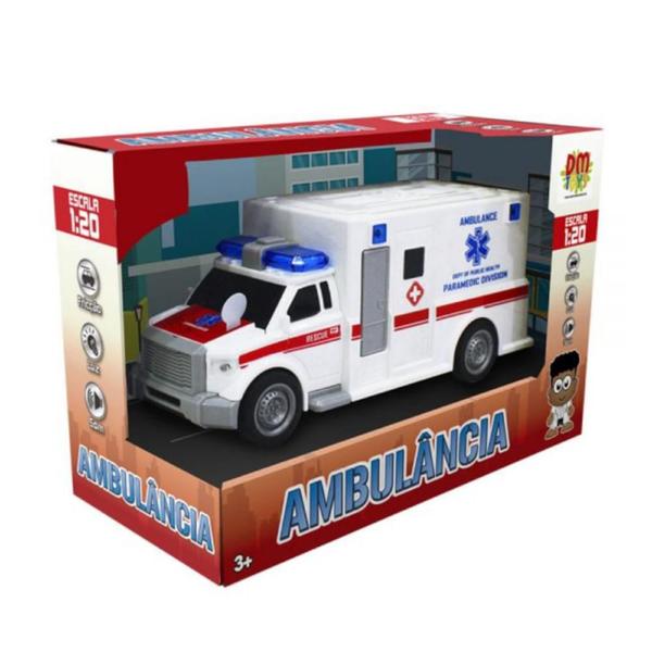 Imagem de Carro de Fricção Ambulância Branca DMT6164 - Dm Toys