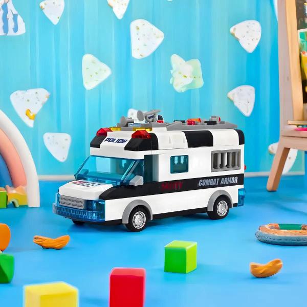 Imagem de Carro de Polícia Lego para montar  Brinquedo Educativo para Crianças Acima de 3 Anos