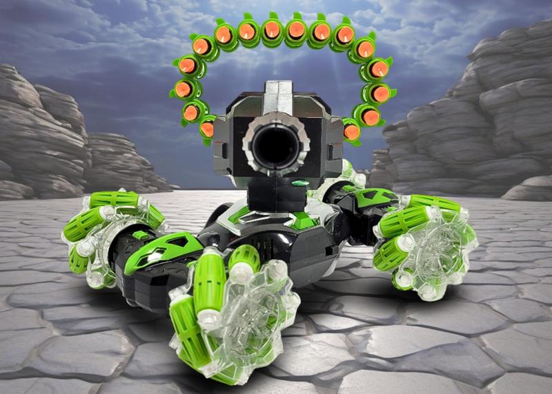 Imagem de Carro Destroyer Twist Controle Remoto Verde Art Brink 4x4 Som Luzes Atira Dardos Brinquedo