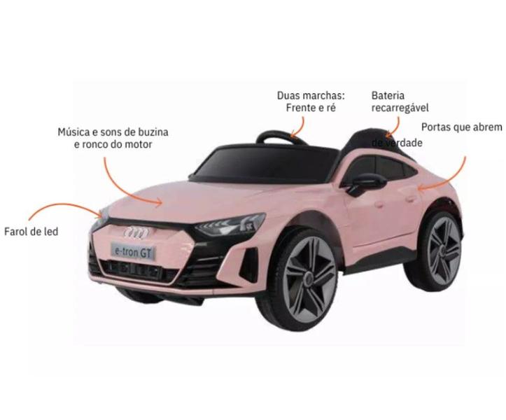 Imagem de Carro Elétrico Audi E-Tron Gt 12v Infantil Rosa - Zippy Toys