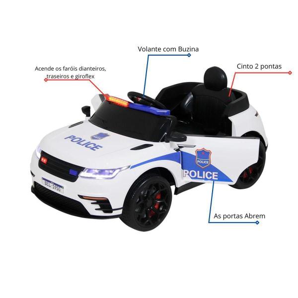 Imagem de Carro Elétrico De Drift Da Polícia 12V Branco Com Controle