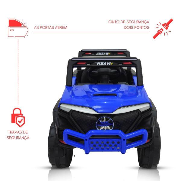 Imagem de Carro Elétrico Infantil 12V Azul Bateria Recarregável Bivolt