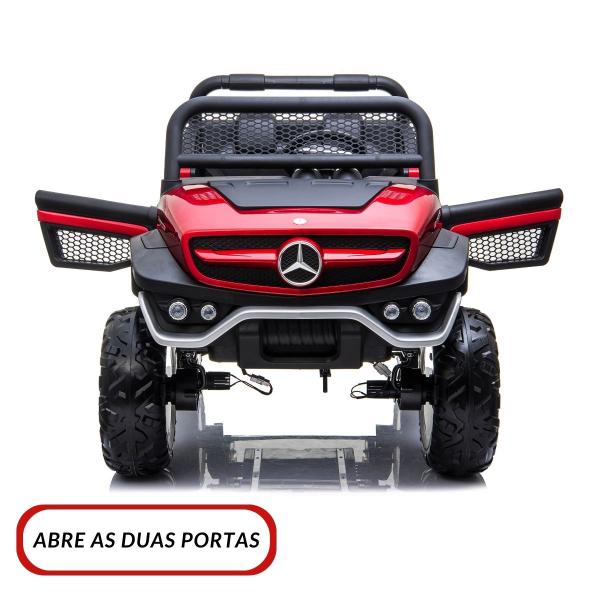 Imagem de Carro Elétrico Infantil Com Controle Quadriciclo Criança Até 30kg 2 Assentos Musica Luz Som 24v MP3 USB Mercedes Unimog