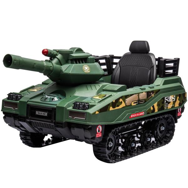 Imagem de Carro Elétrico Infantil Tanque Exército Controle Criança Até 30Kg Lança Munições Luz Som USB 12v