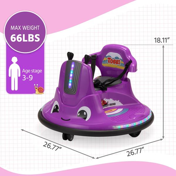 Imagem de Carro elétrico Ride On Bumper Car TOBBI Toddlers Snail Shape 12V