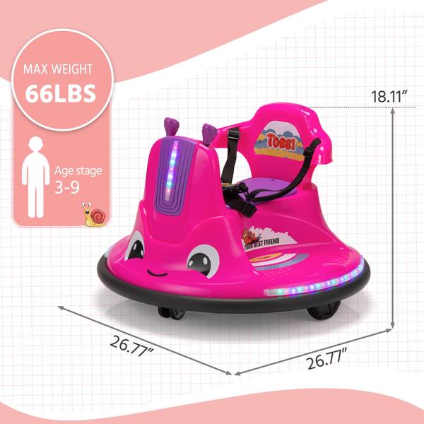 Imagem de Carro elétrico Ride On Bumper Car TOBBI Toddlers Snail Shape 12V