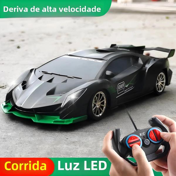 Imagem de Carro Esportivo RC 1/18 com Luzes LED e Controle Remoto - Alta Velocidade