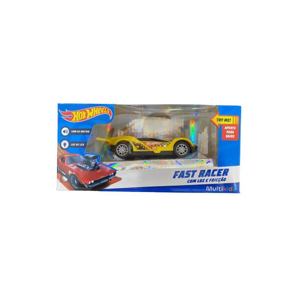 Carro Fricção Fast Racer Com Luz E Som Amarelo 13 cm Hot Whells Multikids - MULTILASER Imagem de Carro Fricção Fast Racer Com Luz E Som Amarelo 13 cm Hot Whells Multikids