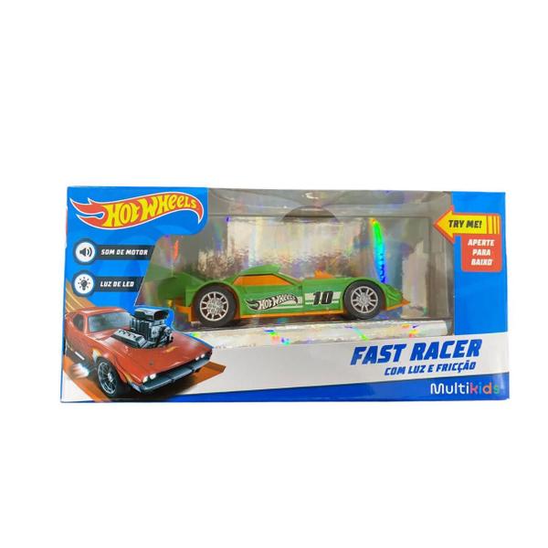 Imagem de Carro Fricção Fast Racer Com Luz E Som Verde 13 cm Hot Whells Multikids