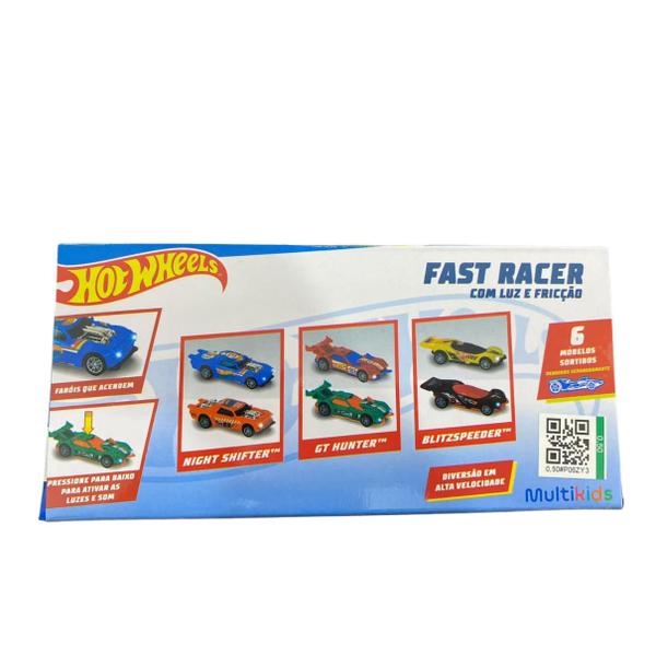 Imagem de Carro Fricção Fast Racer Com Luz E Som Verde 13 cm Hot Whells Multikids