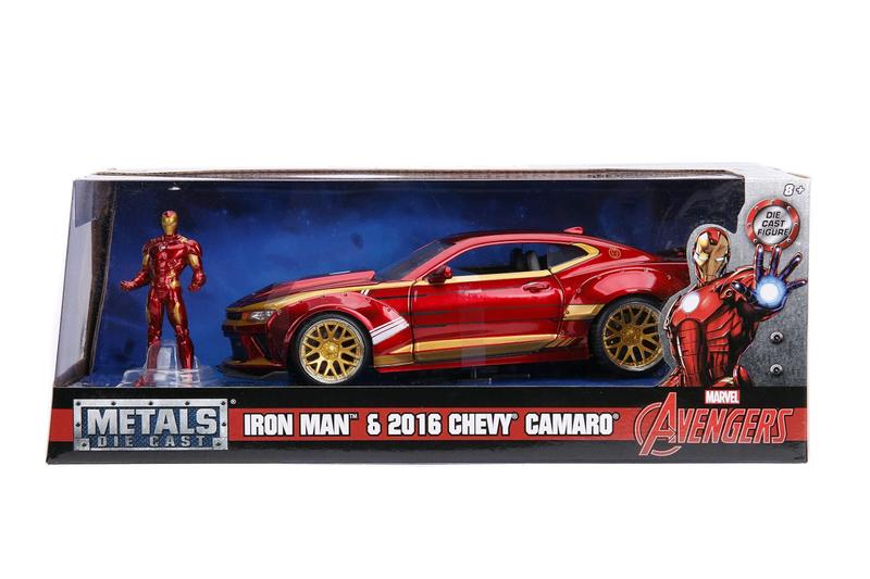 Imagem de Carro fundido sob pressão Jada Toys Marvel Iron Man 2016 Chevy Camaro 1:24